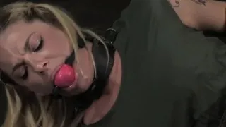 Chained bdsm sub dominated with butt plug