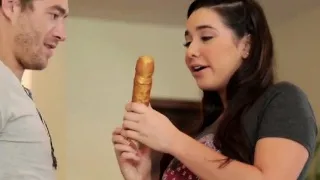 Teen joins busty milf and stud rough threesome