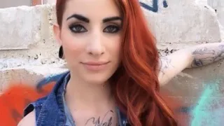 Tattooed redhead assfucked outdoors by bf