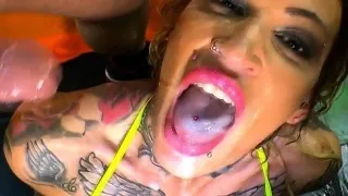 Whore swallowing cum loads