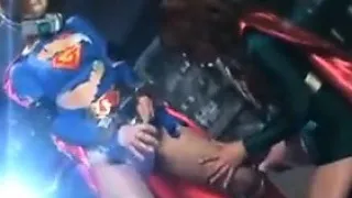 Super hero is put on a torture machine and an alien hurts h