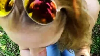 Lovely amateur Eurobabe fucked in the woods for money