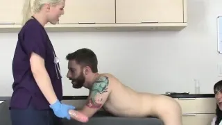 Girls ride lovers anal hole with big strap dildos and splash