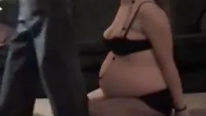 My tied pregnant wife Kate worships my dick and swallows my cum.