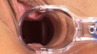 Cuddly girl is gaping yummy vagina in close up and having or
