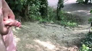 Pissing outdoors that is nude