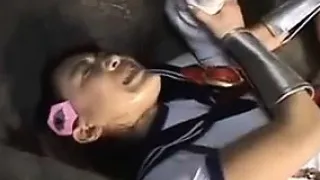 Japanese schoolgirl is tied up to be a sex slave and tortur