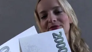 Naughty Czech blonde bangs outdoor pov