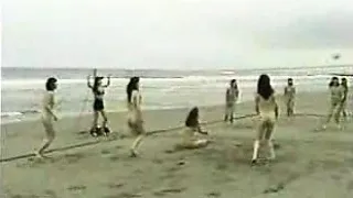 Sexy Asian babes take off their bikinis for a game of naked