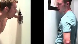 Teen gay mouth fucks straight dick on gloryhole