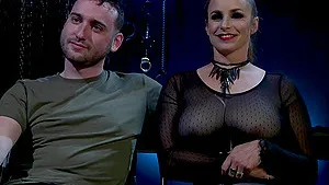 Mistress Bella Rossi sits on her male slave's face before riding him