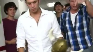 Male stripper with erection at gay party I say what what in