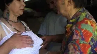 French BBW granny sucks coks outdoor