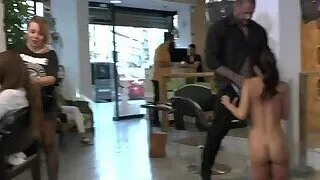 Euro slut public fucked at hairdresser