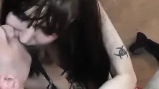 Naked teen gets CUM on tits after handjob