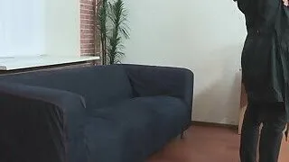 Casting newbie blows and rides hard cock