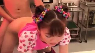 Very cute and alluring Asian teen gets fucked doggy style