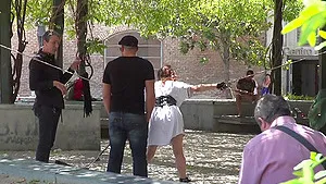Nerdy brunette Zenda Sexy fucked and humiliated in public