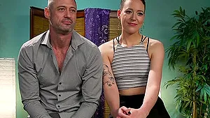 Femdom session with short haired Lilith Luxe pegging her slave