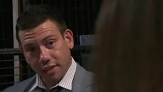 Stunning mistress torments tied up male