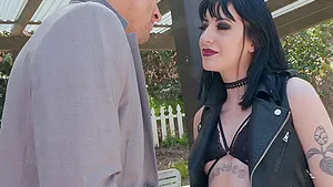 Petite goth whore Charlotte Sartre gets cum in mouth after anal