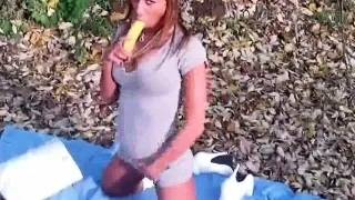 Horny busty teen anal fucking outdoor