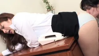 Asian office girl getting toyed by her man