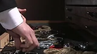 Deep throat blonde slave gags