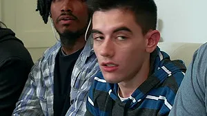 Nerdy teen in a miniskirt Gia Paige pounded in front of her friends