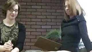 Nerd girl in jerk-test