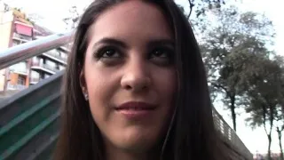 Cute sexy Spanish waitress chick Carolina Abril gets