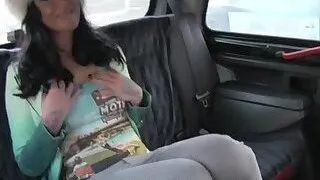 Bitch is about to cum in fake taxi