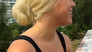 Fit blonde babe Brooke Summers gets a hardcore public fuck outdoors