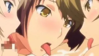 Hentai girls suck dick and toy fuck pussy