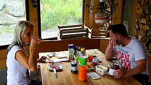 Reality outdoor strip and topless hike with MILF Julia Pink