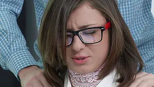 Petite nerdy teen Sandra Welness pounded in a miniskirt