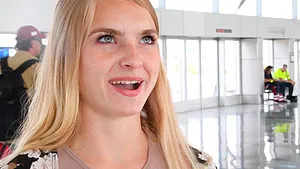 Fit blonde amateur babe Angelina shows off her perfect body in public