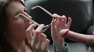 Nerdy teen slut Damon Dice blows and rides her man in glasses