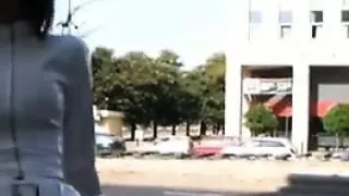 Chick Outside In A Hot Latex Outfit