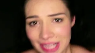 Cute brunette babe gets cunt creampie pov