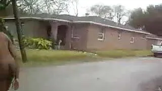 a black girl with small empty saggy titties in public