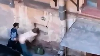 Man and chubby old mature fucking gard on public