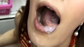 Cute girlfriend gives nice POV blowjob and tit cumshot