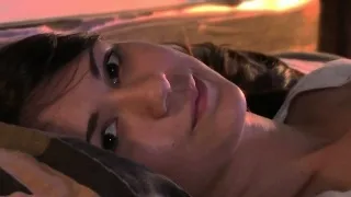 Beautiful brunette babe masturbates in bedroom