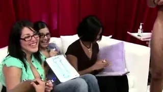 Femdom CFNM group gets amateur guys to strip naked