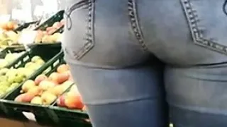 Great Ass In Jeans At The Grocery Store