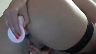 Nerdy glasses blondie is anal masturbatin