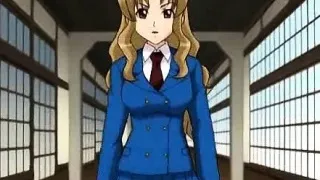 Anime maid rides big penis on couch