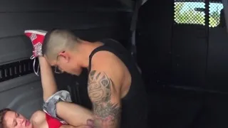 Harsh maledom slaps submissive around