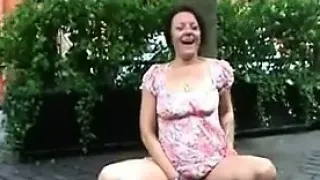 Wild Mature Woman Flashing Outdoors